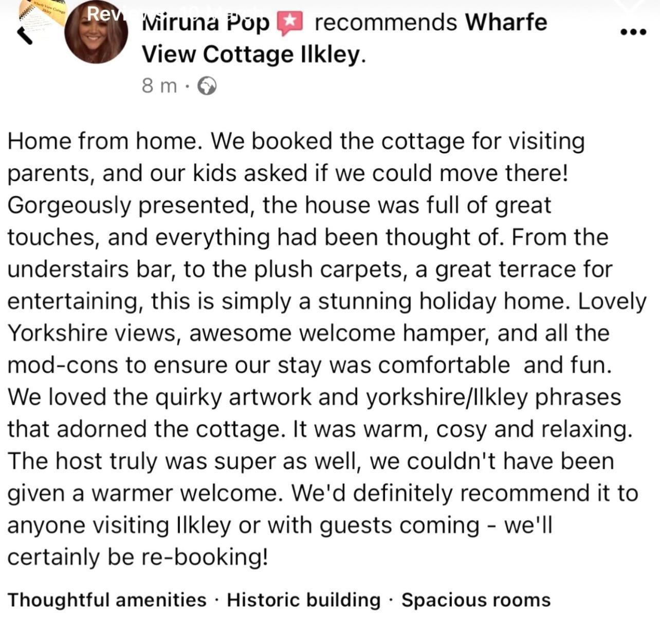 Wharfe View Cottage Ilkley Bagian luar foto